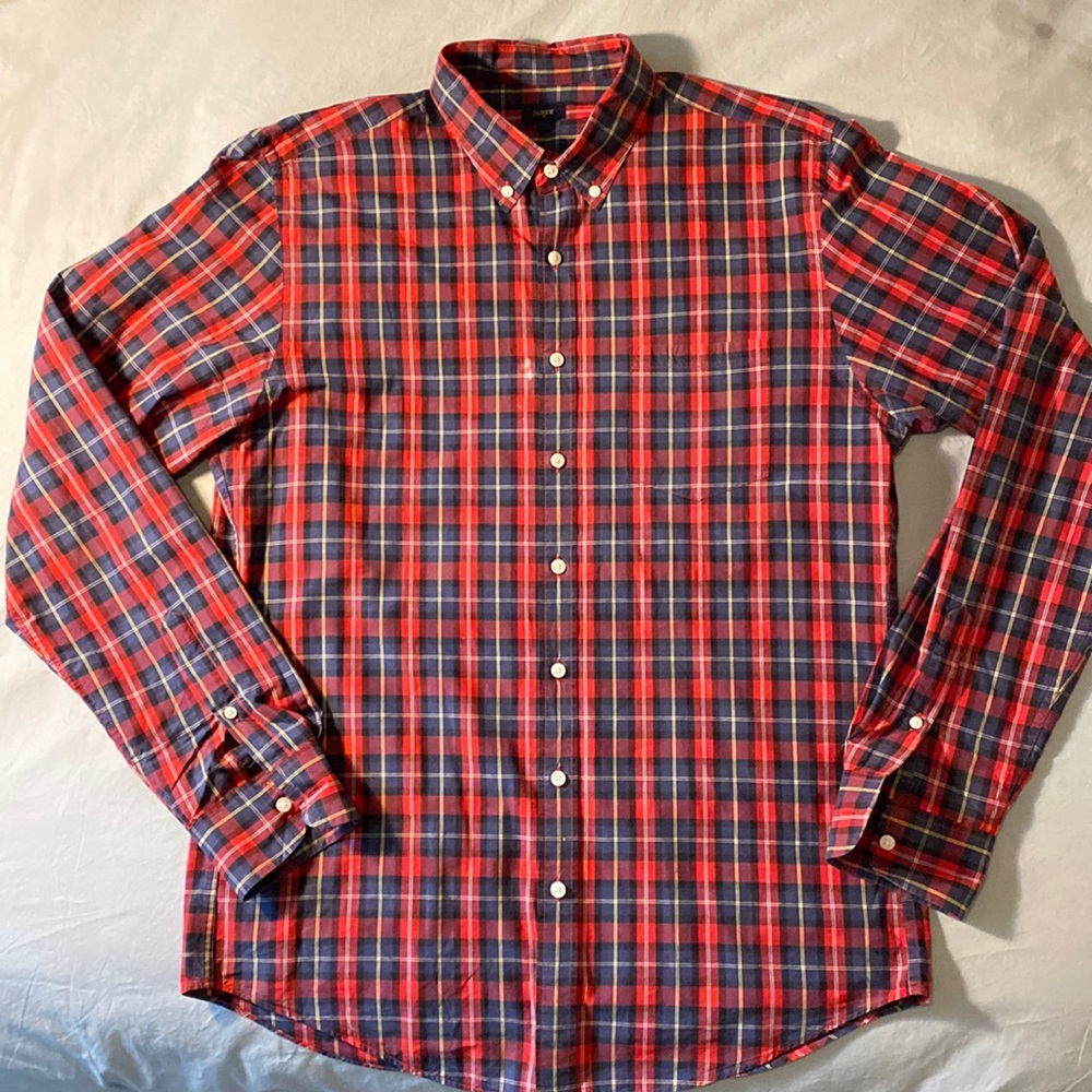 Jcrew Large Tall Button Down Plaid Shirt Cotton